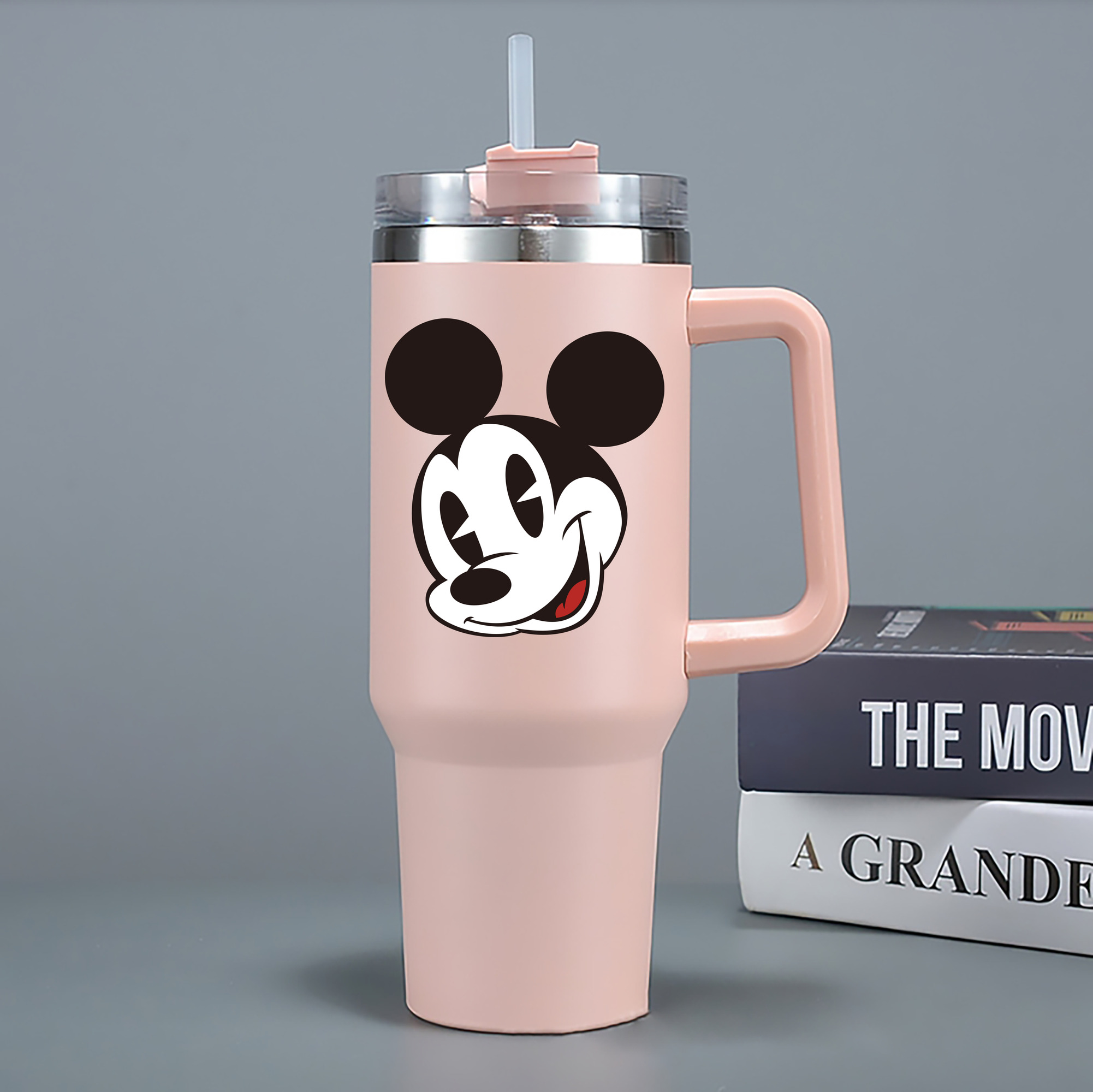 （画像用） ミッキーマウス Mickey Mouse 1200mL車用タンブラー - クリスタルステッカー（プラスチックストロー付き）
